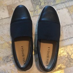 EUC Via Spiga Black Slip On Shoes